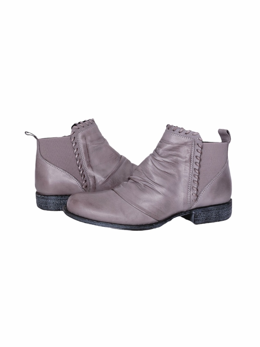 Miz Mooz Lynda Graphite Gray Leather Chelsea Ankle Booties Size 8